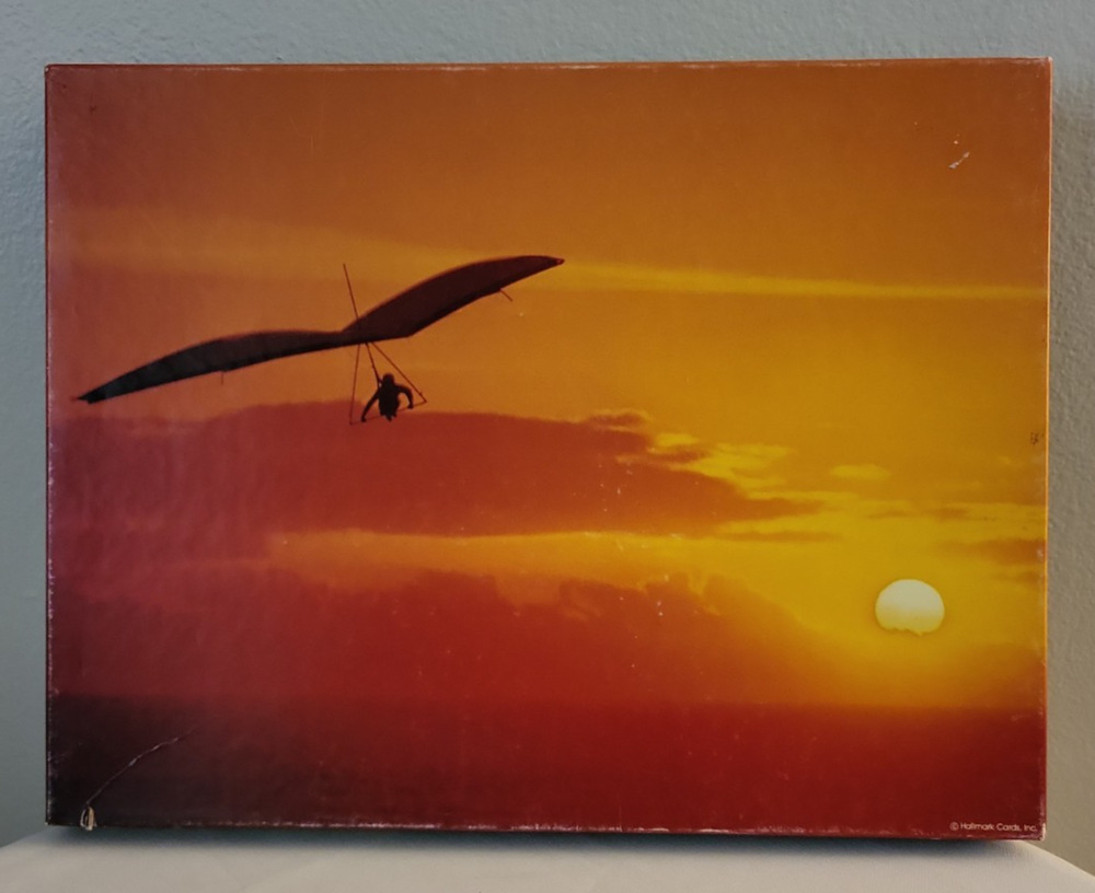 Vintage 1981 Springbok Free Spirit 500 pcs puzzle sunset hang glider 18 x 23.5"